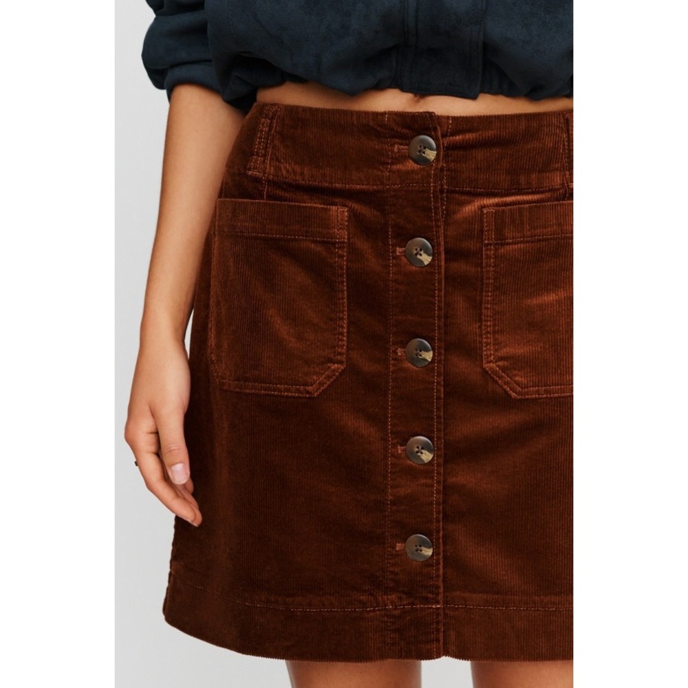 Maeve Colette Corduroy Button Front Mini Skirt Size XL Copper NWT Anthropologie - Picture 3 of 10